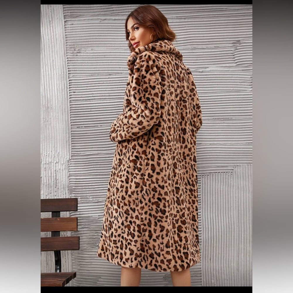 Leopard Print Faux Fur Coat - Picture 3 of 4